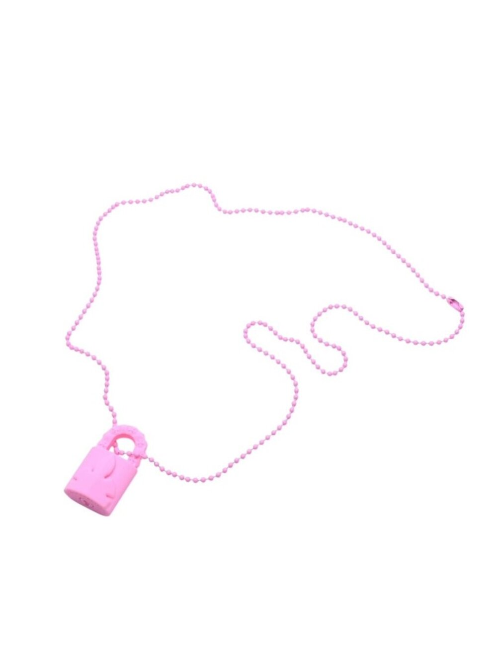 Chrome Hearts Padlock Flerknee Silicone Rubber Necklace Pink Ball Chain